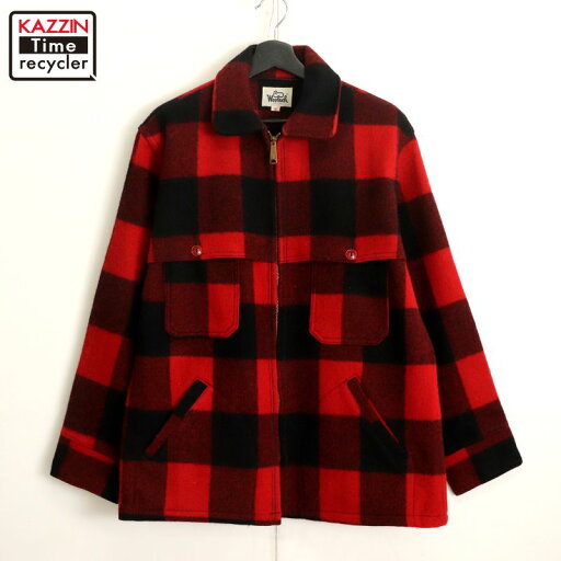 【中古】70s ヴィンテージ ウールリッチ WOOLRICH チェック柄 ブロックチェック マッキーノ ウールジャケット 古着 メンズ 表記42サイズ レッド 【中古】70s ヴィンテージ ウールリッチ WOOLRICH チェック柄 ブロックチェック マッキーノ ウールジャケット 古着 メンズ 表記42サイズ レッド