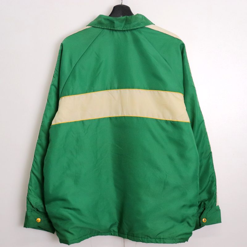 【中古】80s ヴィンテージ ナイロン レーシングジャケット 古着 メンズ XLサイズ相当 ビッグサイズ オーバーサイズ グリーン