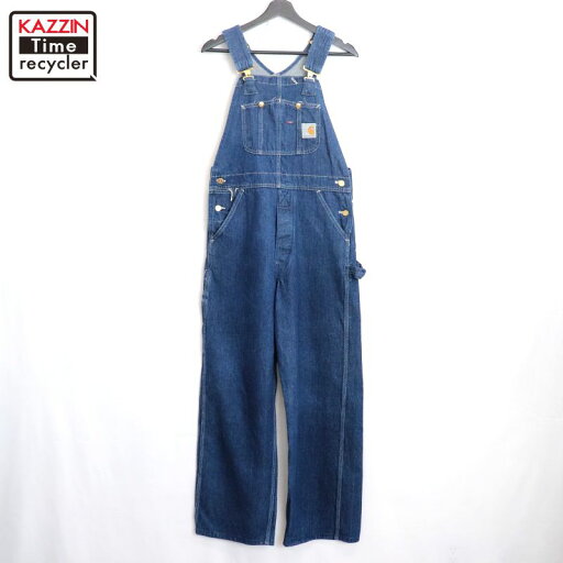 【中古】80s USA製 ヴィンテージ カーハート Carhartt 100周年 デニム オーバーオール 古着 メンズ ~XSサイズ相当 ブルー 【中古】80s USA製 ヴィンテージ カーハート Carhartt 100周年 デニム オーバーオール 古着 メンズ ~XSサイズ相当 ブルー