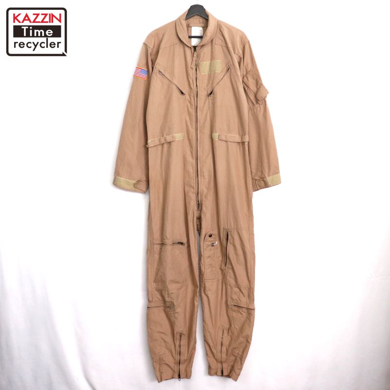 【中古】90s USA製 ヴィンテージ U.S.AIR FORCE CWU-27/P フライト つなぎ 古着 メンズ Lサイズ相当 ベージュ