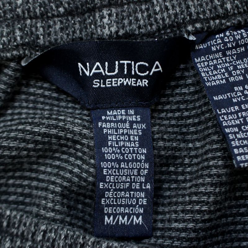 【中古】00s ノーティカ NAUTICA 千鳥格子 パジャマ ネル イージーパンツ 古着 メンズ 表記Mサイズ グレー