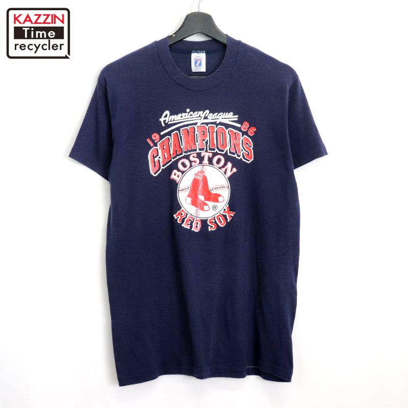 【中古】80s USA製 MLB ヴィンテージ ボストン・レッドソックス LOGO7 半袖Tシャツ 古着 メンズ 表記L..
