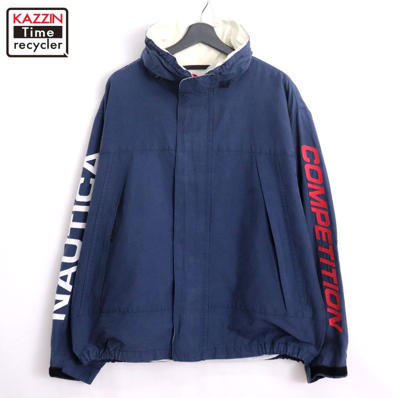 【中古】00s ノーティカ NAUTICA Competition ナイロンジャケット 古着 メンズ 表記Lサイズ ネイビー