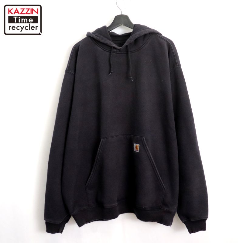 エントリーでP10倍! 【中古】00s カーハート Carhartt 無地 スウェット パーカー 古着 メンズ XL~サイズ相当 ビッグサイズ オーバーサイズ ブラック