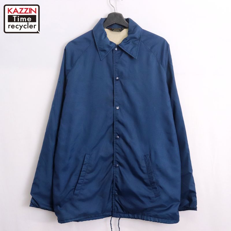 【中古】80s ヴィンテージ シアーズ Sears 無地 コーチジャケット 古着 メンズ 表記L-TALLサイズ ネイビー