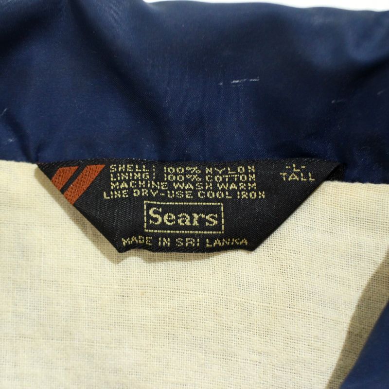 【中古】80s ヴィンテージ シアーズ Sears 無地 コーチジャケット 古着 メンズ 表記L-TALLサイズ ネイビー