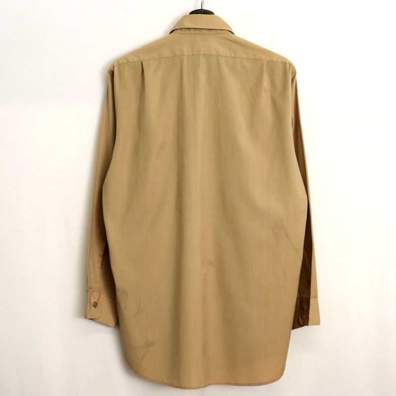 【中古】60s USA製 ヴィンテージ 無地 ワークシャツ 古着 メンズ Mサイズ相当 ベージュ