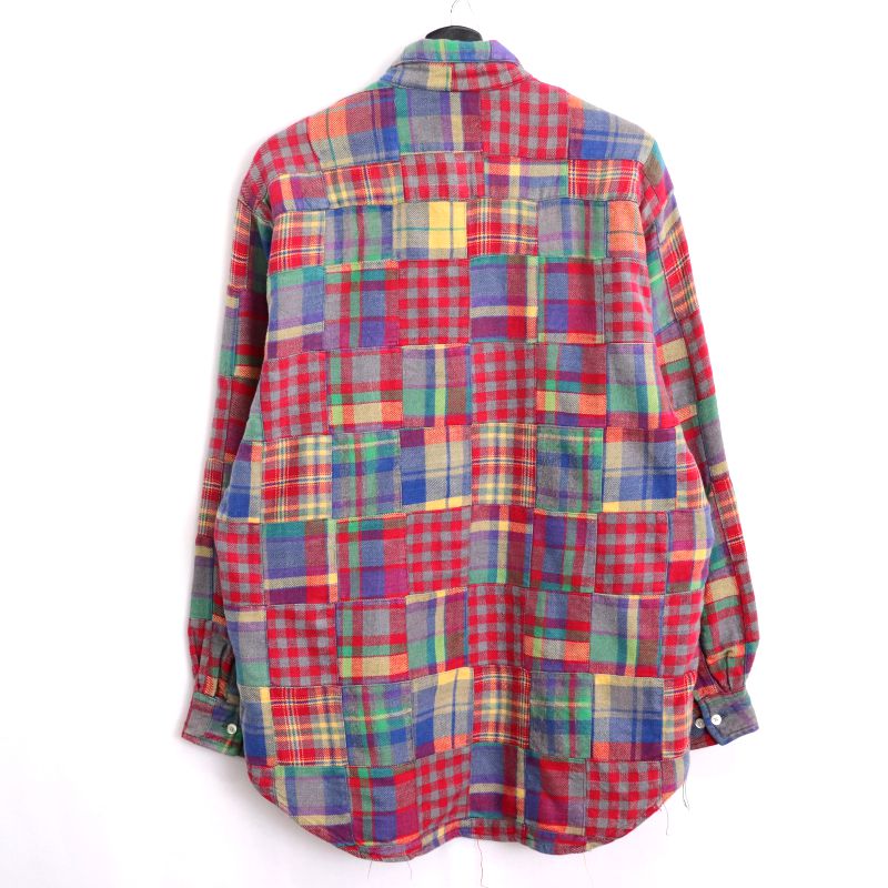 【中古】90s ヴィンテージ ギャップ GAP チェック柄 ボタンダウン パッチワーク ヘビーネル 長袖シャツ 古着 メンズ 表記Mサイズ マルチカラー