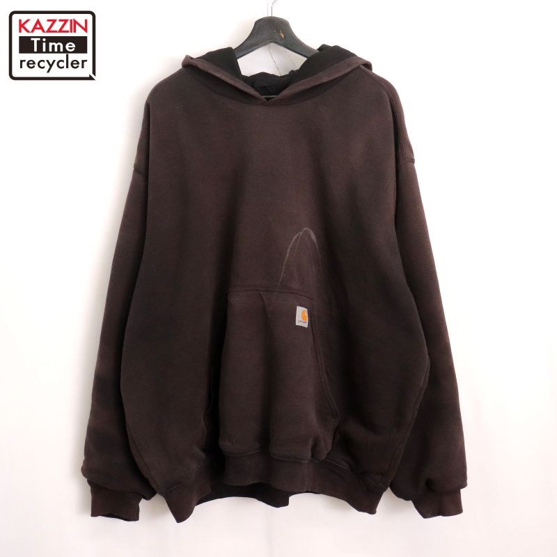 【中古】00s カーハート Carhartt 裏地メッシュ フェード スウェット パーカー 古着 メンズ XL~サイズ相当 ビッグサイズ オーバーサイズ ブラック