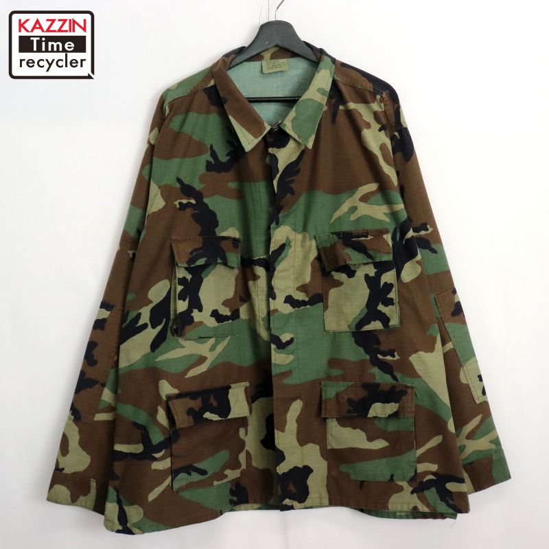 Military Jacket - 【中古】90s USA製 ヴィンテージ ウッドランドカモ BDU 民間 ミリタリージャケット 古着 メンズ XL~サイズ相当 ビッグサイズ オーバーサイズ カーキ・ブラウン