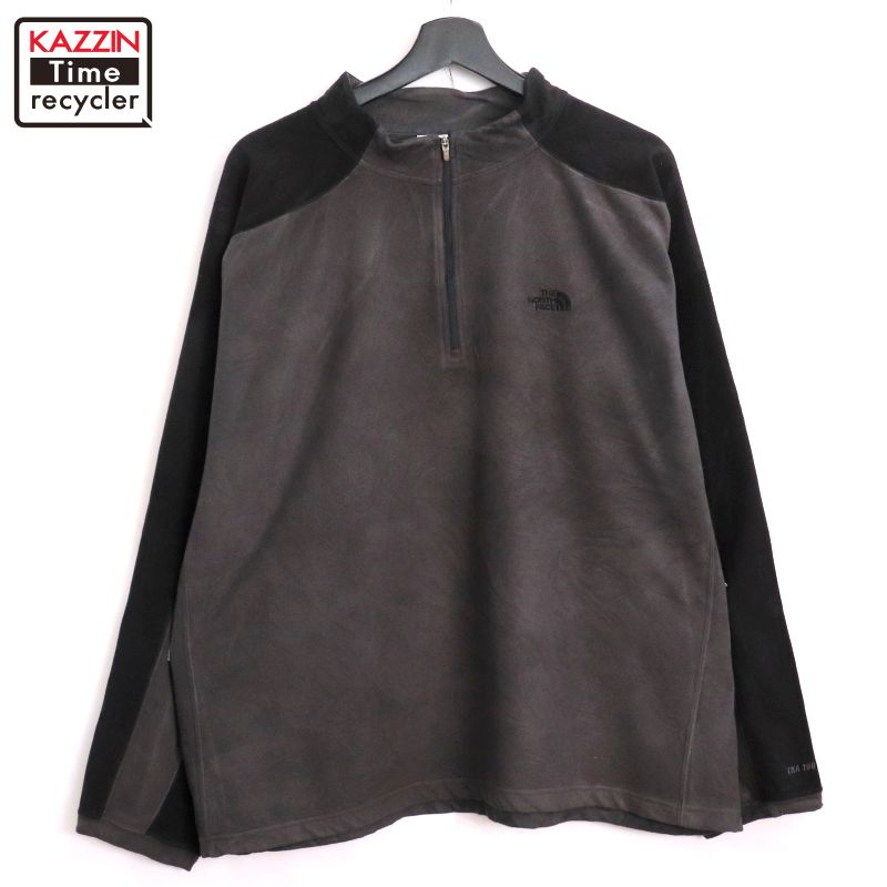 P5倍! 【中古】00s ノースフェイス THENORTHFACE ハーフジップ フリースジャケット 古着 メンズ 表記XLサイズ チャコール(4.0)