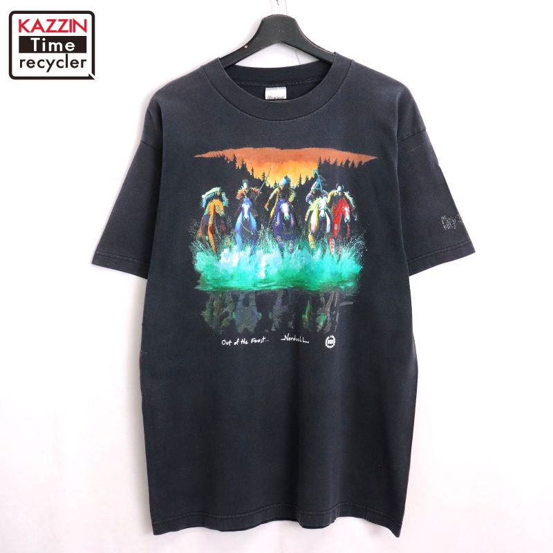 Rakuten - 【中古】90s USA製 ヴィンテージ インディアン プリント 半袖Tシャツ 古着 メンズ 表記Lサイズ ブラック
