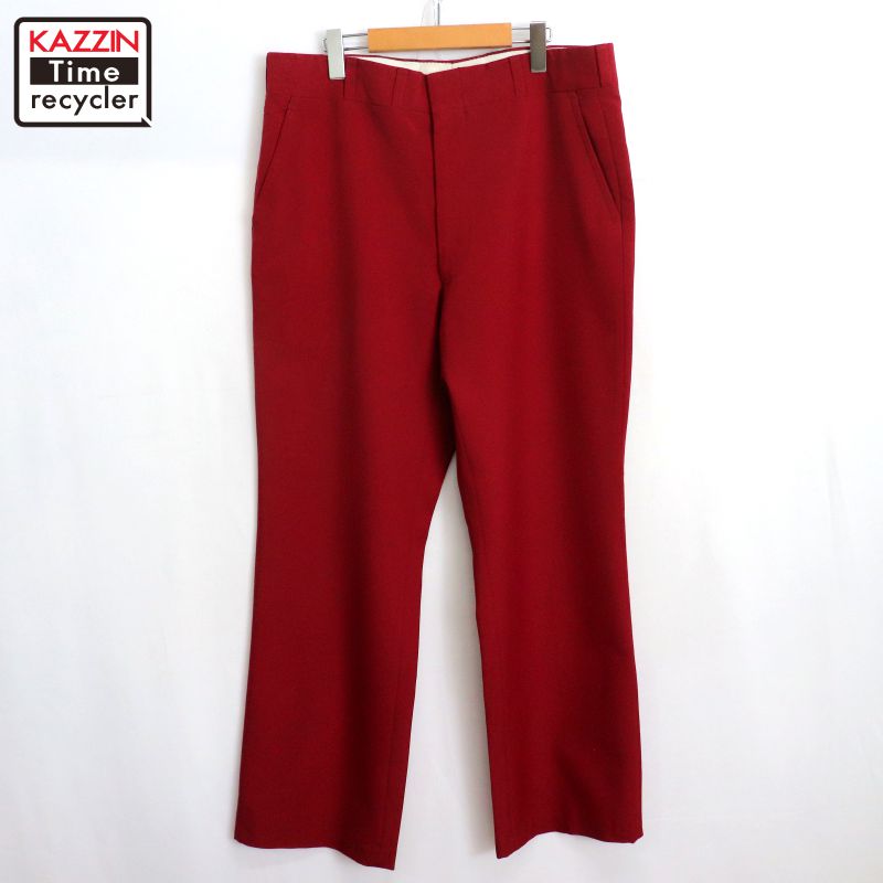 Rakuten - 【中古】70s ヴィンテージ CORBIN スラックスパンツ 古着 メンズ XLサイズ相当 ビッグサイズ オーバーサイズ バーガンディ