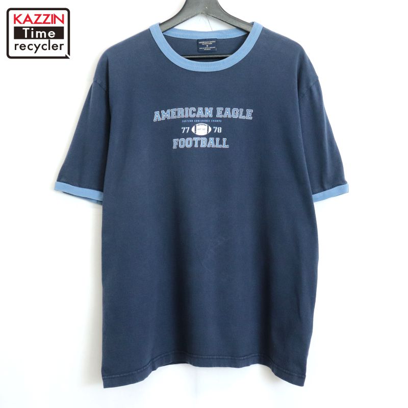 Rakuten - 【中古】00s AMERICAN EAGLE アメリカンイーグル リンガーTシャツ 古着 メンズ 表記Mサイズ ネイビー