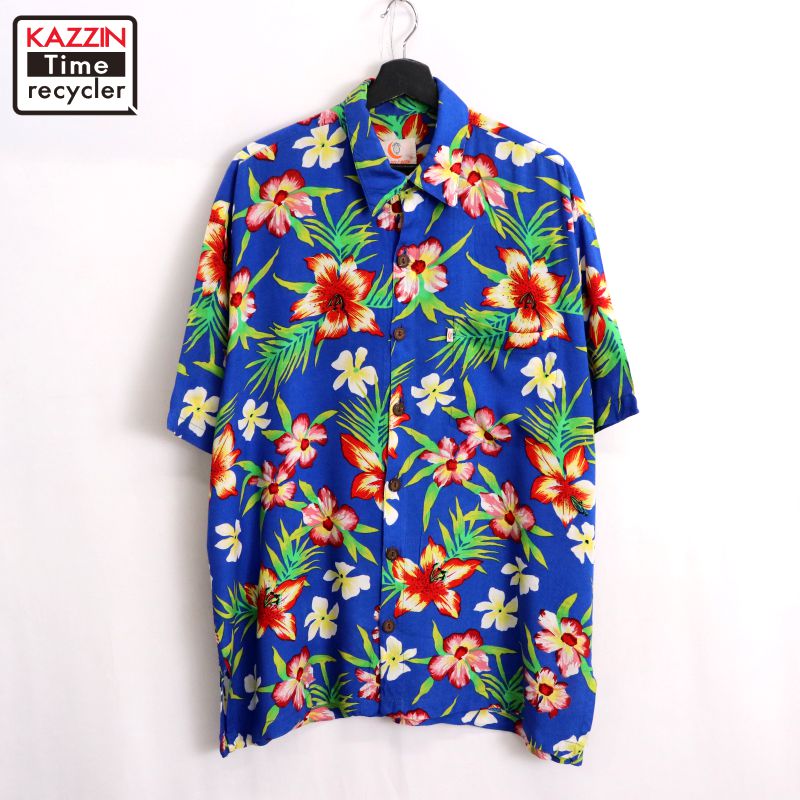 【250711】90年代 ヴィンテージ vintage ハワイアンシャツ ブルー 中古品 USED #XL アメカジ