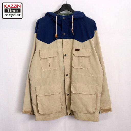 【中古】90s ヴィンテージ PenField 2トーンカラー ダブルジップ マウンテンパーカー 古着 メンズ 表記Lサイズ ブルー・ベージュ 【中古】90s ヴィンテージ PenField 2トーンカラー ダブルジップ マウンテンパーカー 古着 メンズ 表記Lサイズ ブルー・ベージュ