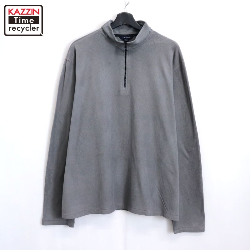 P10倍! 【中古】00s ランズエンド LANDS' END ハーフジップ プルオーバー フリースジャケット 古着 メンズ 表記XLサイズ グレー