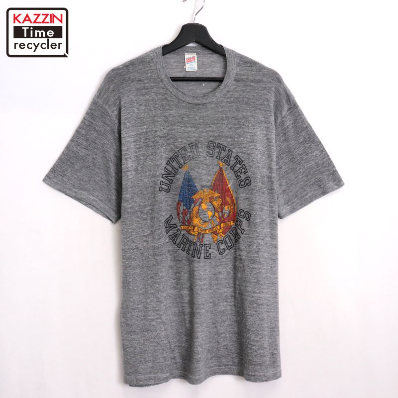 【中古】80s USA製 ヴィンテージ SOFFE USMC 半袖Tシャツ 古着 メンズ 表記XLサイズ グレー