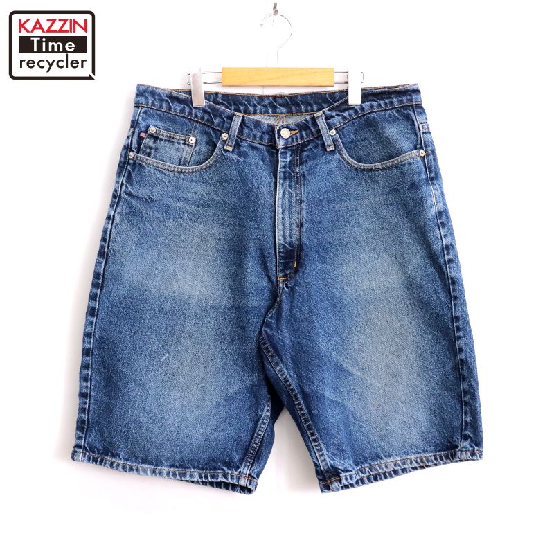 【中古】00s ポロジーンズ POLO JEANS デニム ショートパンツ 古着 メンズ Lサイズ相当 ブルー