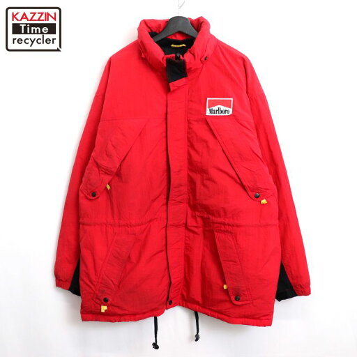 【中古】90s ヴィンテージ マルボロ Marlboro ダウンジャケット ナイロンジャケット 古着 メンズ 表記Lサイズ レッド 【中古】90s ヴィンテージ マルボロ Marlboro ダウンジャケット ナイロンジャケット 古着 メンズ 表記Lサイズ レッド