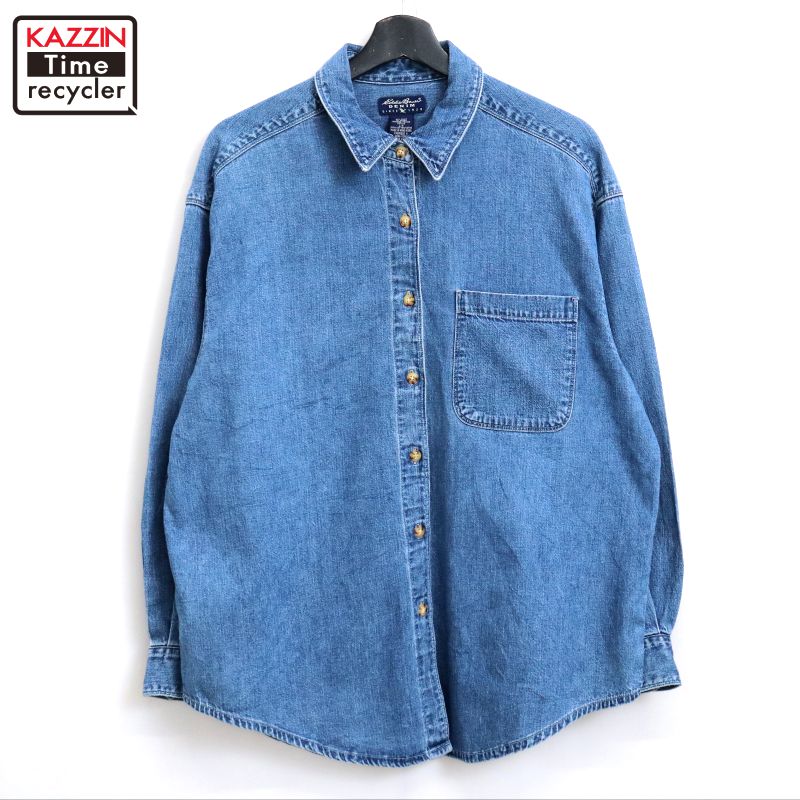 楽天Vintage古着屋 KAZZINTimerecyclerP10倍! 【中古】00s エディー・バウアー Eddie Bauer デニム 長袖シャツ 古着 レディース 表記Lサイズ ブルー