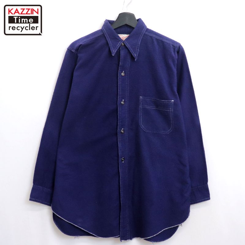 【中古】40s ヴィンテージ 三角マチ ネコ目ボタン 襟ダブルステッチ シャモアクロス 長袖シャツ 古着 メンズ Lサイズ相当 ネイビーCondition 状態コンディション追記首元・襟 : ダメージ後身頃 : 薄汚れ※記載しきれない微細な汚れやダメージがある場合がございます。あくまで古着であるということを理解頂いたうえ、ご検討くださいませ。Detail 詳細年代40年代 40s カラーネイビー素材コットンSize サイズサイズ表記詳細15 1/2着用感メンズLサイズ相当実寸肩幅 : 42 cm 身幅 : 58 cm 着丈 : 80 cm袖丈 : 59 cm ※丁寧に計測していますが若干の誤差はご了承下さい。※採寸は弊社独自の場所で計測しております。※特に着丈に関しましては、前身頃襟元よりの計測となっておりますのでご注意ください。 詳しくはサイズガイドをご覧ください。→→メンズ 長袖シャツの他の商品を見る