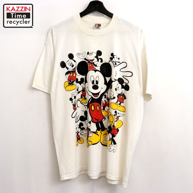 Collaboration - 【中古】00s ミッキーマウス Mickey Mouse Fruit of the Loom 半袖Tシャツ 古着 メンズ 表記XLサイズ ホワイト