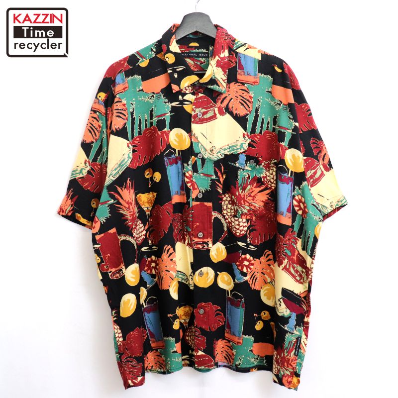 【250826】90年代 ヴィンテージ vintage ハワイアンシャツ ブラック 中古品 USED #XL アメカジ