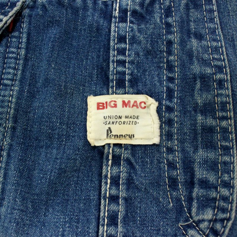 【中古】60s ヴィンテージ ビッグマック BIGMAC ローバック デニム オーバーオール 古着 メンズ Sサイズ相当 ブルー