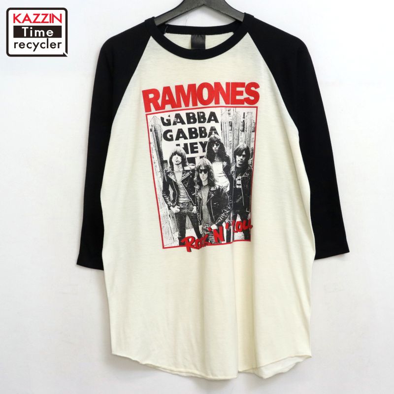 【中古】80s ヴィンテージ ラモーンズ Ramones ラグラン 七分袖 ロック バンドTシャツ 古着 メンズ 表..