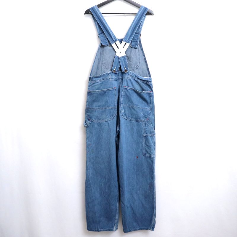 【中古】70s ヴィンテージ ビッグマック BIGMAC ローバック デニム オーバーオール 古着 メンズ Lサイズ相当 ブルー