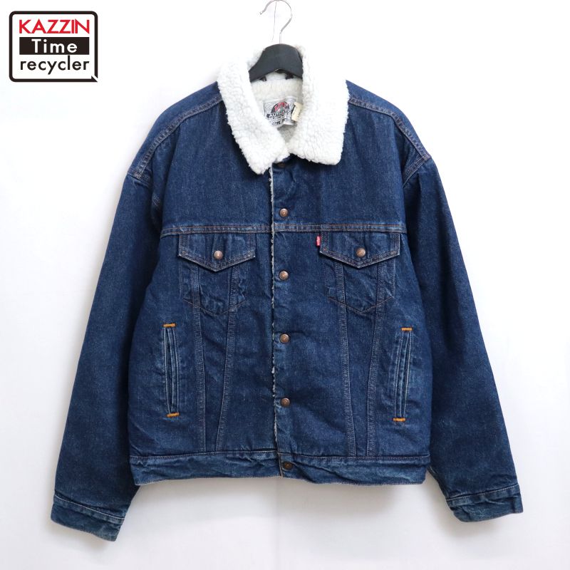 【中古】90s ヴィンテージ リーバイス Levi's 裏地ボア デニムジャケット 古着 メンズ 表記Lサイズ ブルー