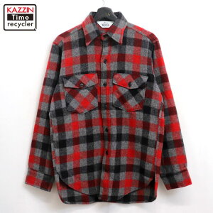 【中古】70s ヴィンテージ ウールリッチ WOOLRICH チェック柄 ウール 長袖シャツ 古着 メンズ Mサイズ相当 レッド・ブラック