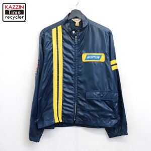 【中古】70s USA製 ヴィンテージ Swingstar レーシング ナイロンジャケット 古着 メンズ Mサイズ相当 ブルー