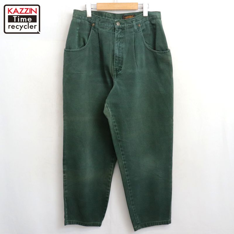 楽天Vintage古着屋 KAZZINTimerecycler【中古】90s ヴィンテージ エディー・バウアー Eddie Bauer タック カラー デニムパンツ 古着 レディース Sサイズ相当 グリーン