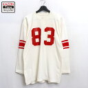 【中古】70s ヴィンテージ ナンバリング フットボールTシャツ 古着 メンズ Lサイズ相当 ホワイト