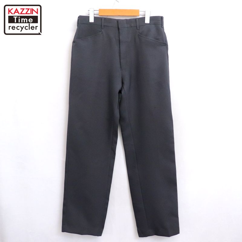【中古】80s ヴィンテージ HAGGAR ハガー ポリエステル スラックスパンツ 古着 メンズ Sサイズ相当 グレー