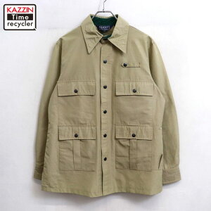 【中古】70s ヴィンテージ GANT シャツジャケット ナイロンジャケット 古着 メンズ 表記Mサイズ ベージュ