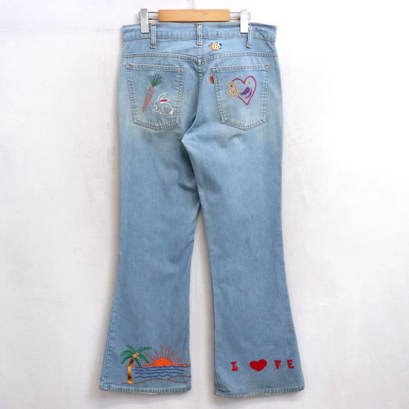 【中古】70s ヴィンテージ リーバイス Levi's ベルボトム 693 シャンブレー デニムパンツ 古着 メンズ Mサイズ相当 ブルー