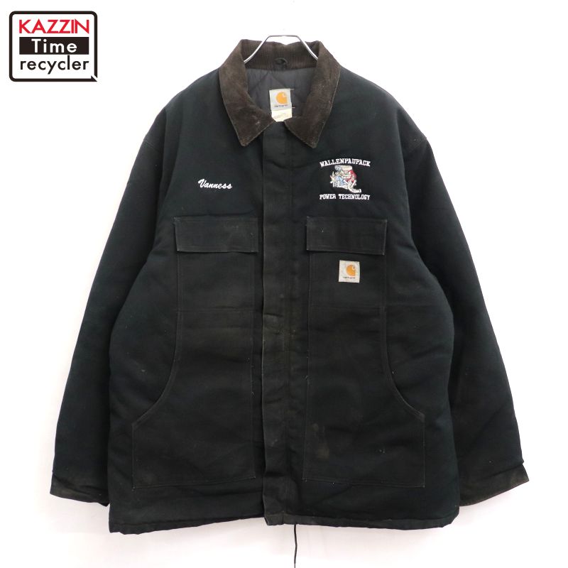 P10倍! 【中古】00s カーハート Carhartt 企業 刺? トラディショナルコート ダック ジャケット 古着 メンズ 表記50サイズ ブラック