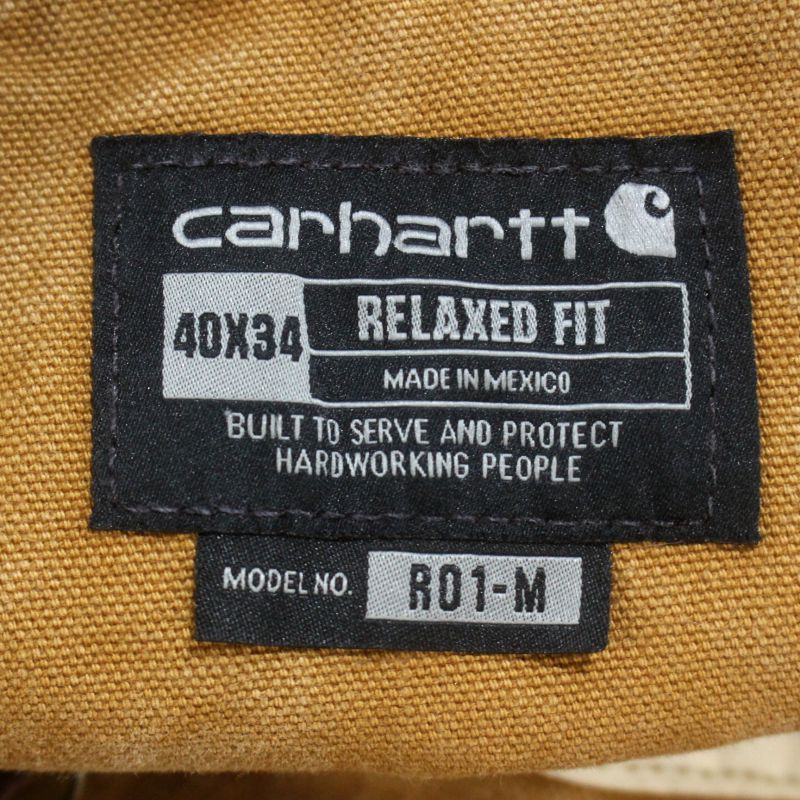 【中古】00s カーハート Carhartt ダブルニー R01-M ダック オーバーオール 古着 メンズ XLサイズ相当 ビッグサイズ オーバーサイズ ブラウン