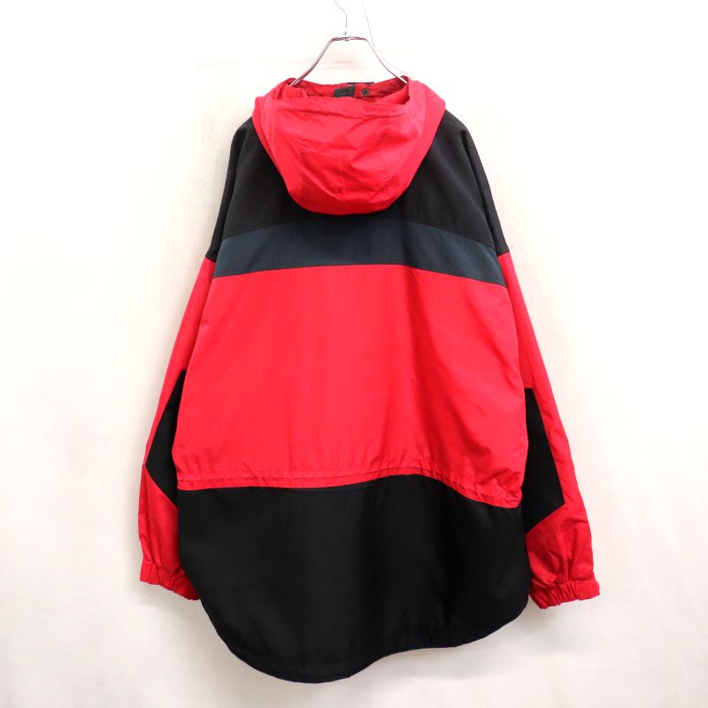 Vintage古着屋 KAZZINTimerecyclerの【中古】90s ヴィンテージ コロンビア Columbia ハーフジップ プルオーバー ナイロンジャケット 古着 メンズ 表記XLサイズ レッド｜アングル2