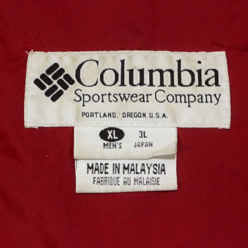 Vintage古着屋 KAZZINTimerecyclerの【中古】90s ヴィンテージ コロンビア Columbia ハーフジップ プルオーバー ナイロンジャケット 古着 メンズ 表記XLサイズ レッド｜アングル3