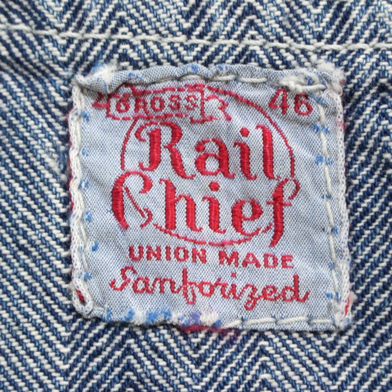 【中古】50s ヴィンテージ Ril Chief ワーク ヒッコリー つなぎ 古着 メンズ M~Lサイズ相当 ライトブルー