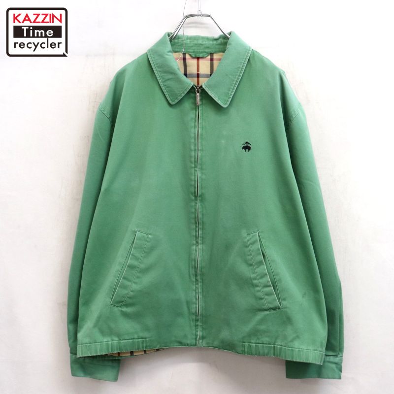 【中古】90s ヴィンテージ ブルックスブラザーズ Brooks Brothers 裏地チェック ジャケット 古着 メンズ 表記Lサイズ グリーン
