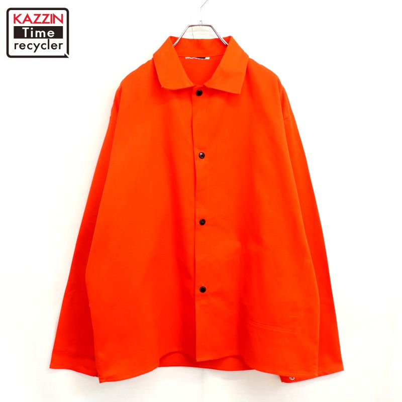【中古】00s 無地 FR ワーク ジャケット 古着 メンズ XLサイズ相当 ビッグサイズ オーバーサイズ オレンジ