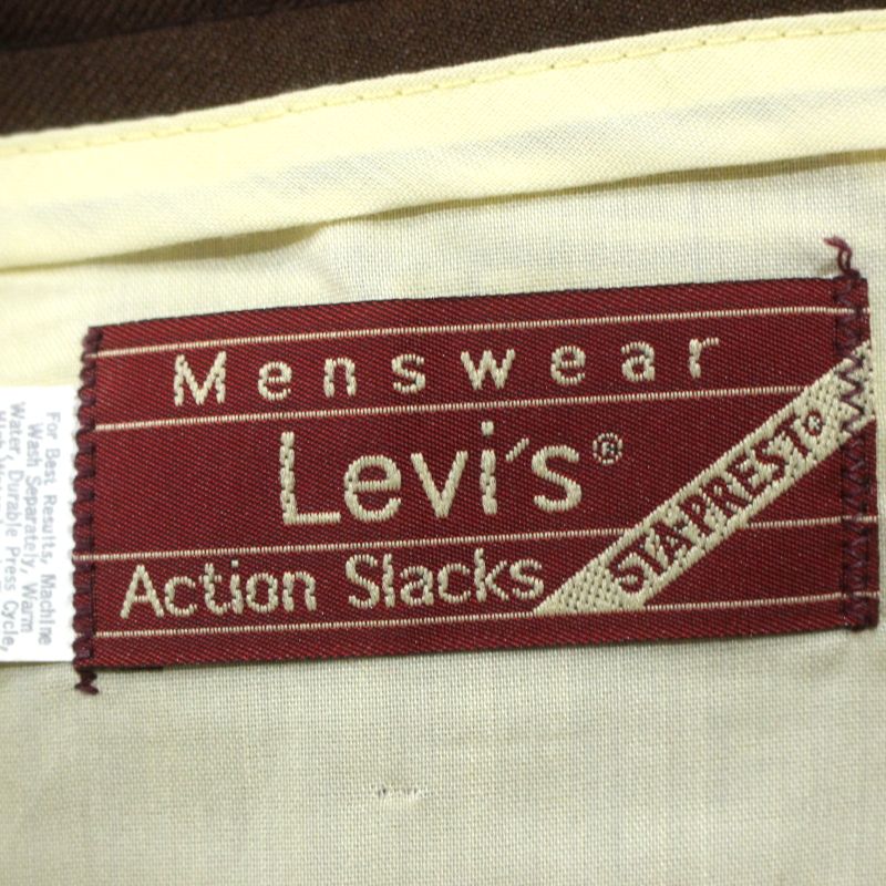 【中古】80s ヴィンテージ リーバイス Levi's 521 アクションスラックス ブーツカット スラックスパンツ 古着 メンズ Lサイズ相当 ブラウン