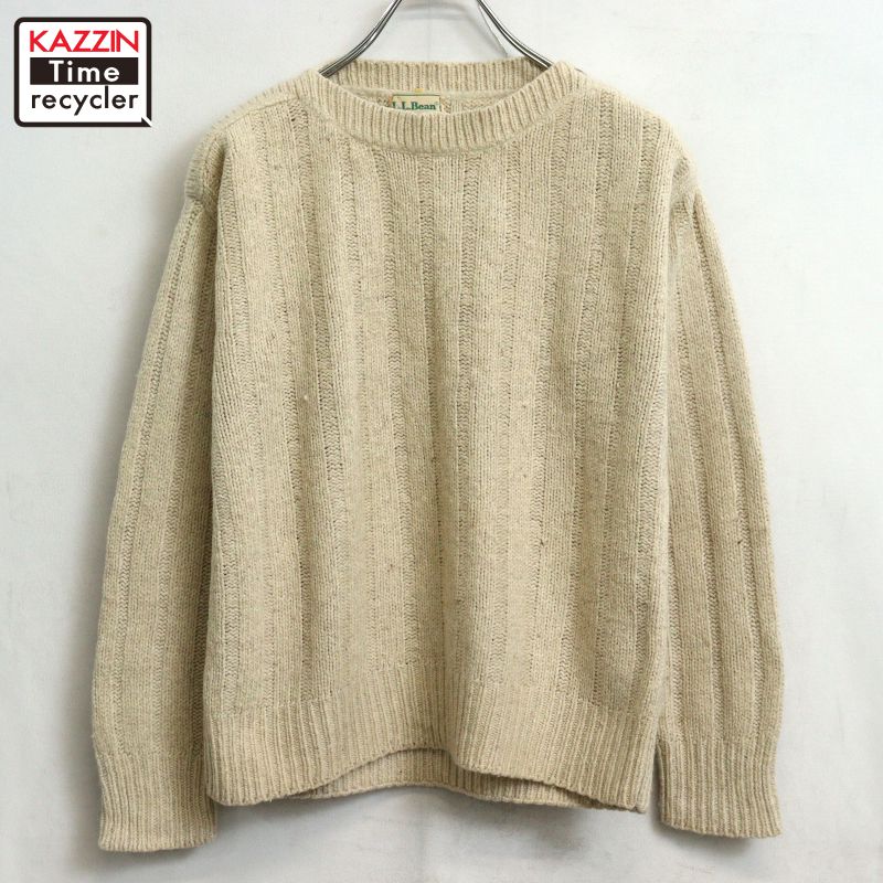 【中古】90s ヴィンテージ エルエルビーン L.L.Bean 無地 ニットセーター 古着 レディース 表記Lサイズ ベージュ