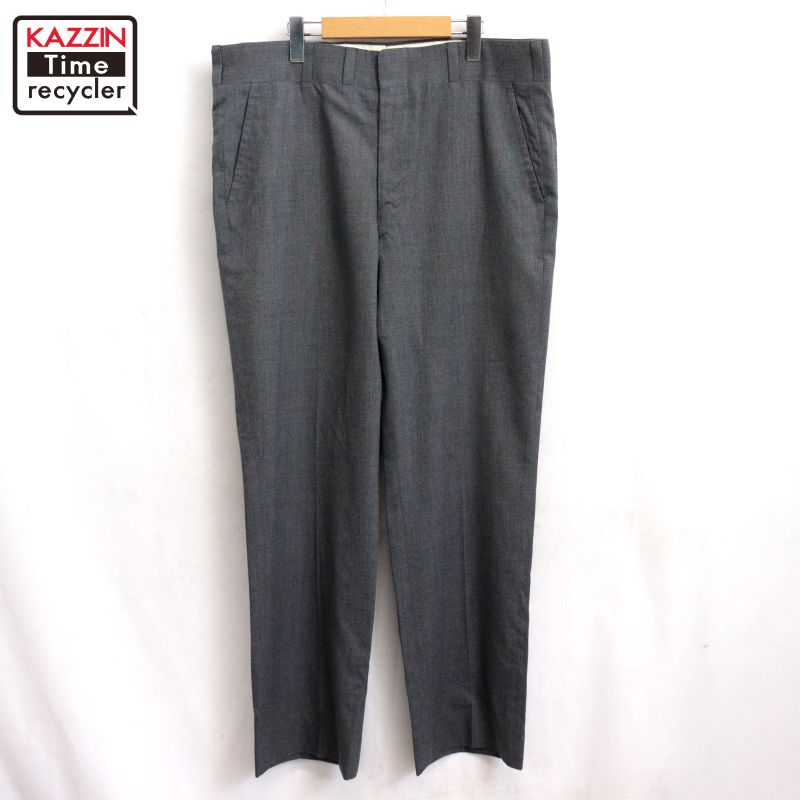 【中古】70s ヴィンテージ ウール スラックスパンツ 古着 メンズ Lサイズ相当 グレー