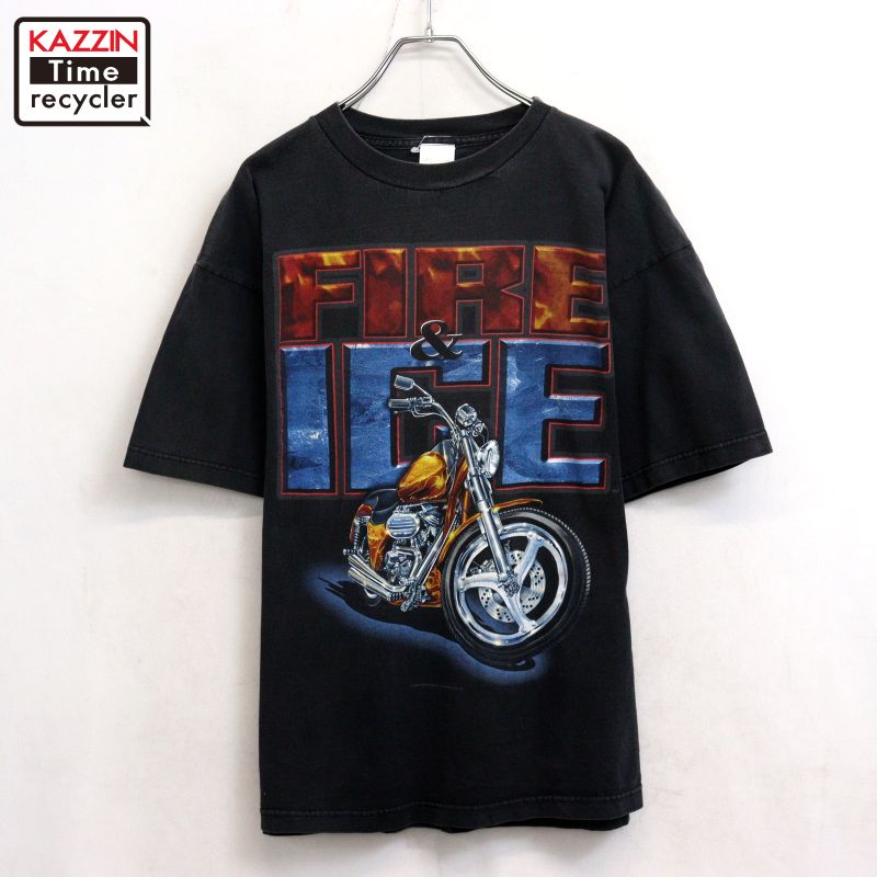 Rakuten - 【中古】90s USA製 ヴィンテージ Murina バイカー モーターサイクル 半袖Tシャツ 古着 メンズ 表記XLサイズ ブラック